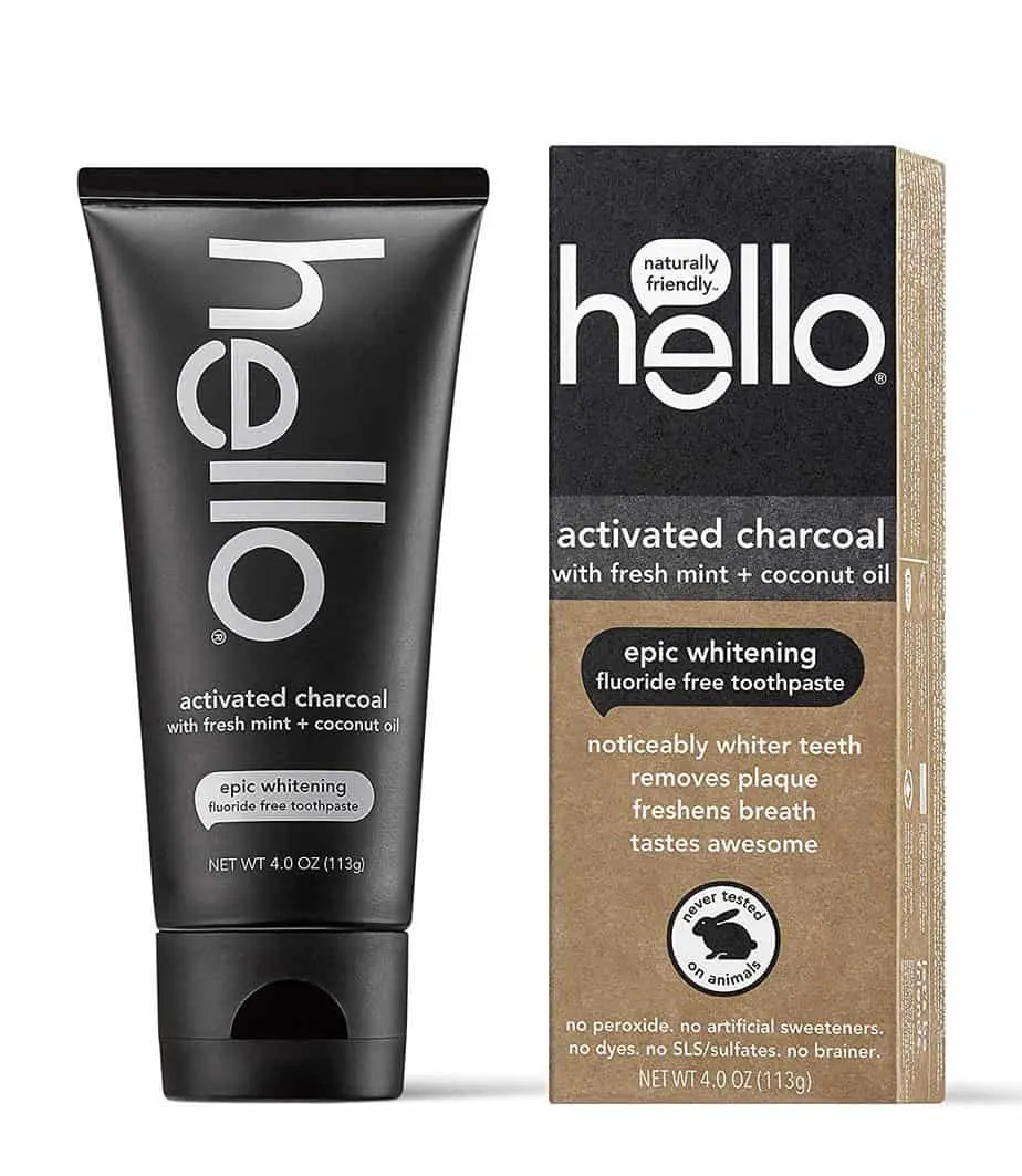 Hello Oral Care Activated Charcoal Teeth Whitening Fluoride Free and SLS Free Toothpaste